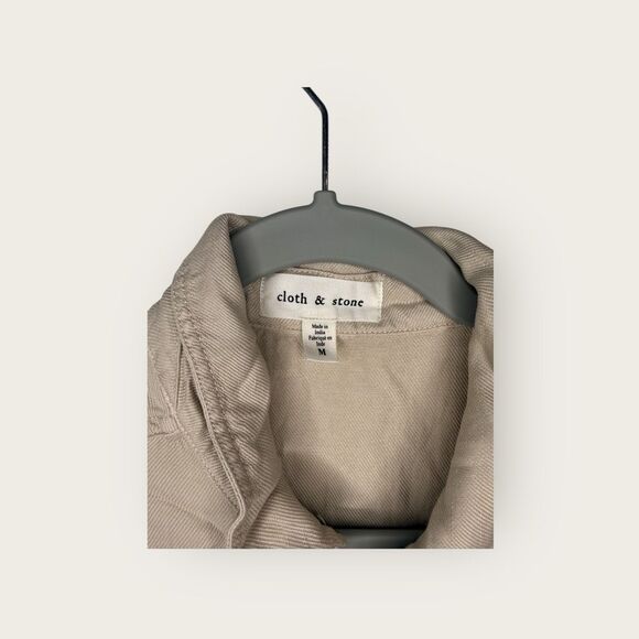 Anthropologie Cloth & Stone Utility Romper Beige Sleeveless With Sash Size Mediu - Picture 7 of 8